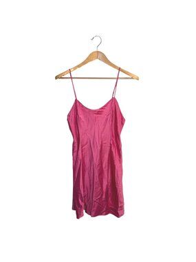 Victoria's Secret Pink Satin Slip Dress L Coquette Nightie Lingerie Sexy Silky